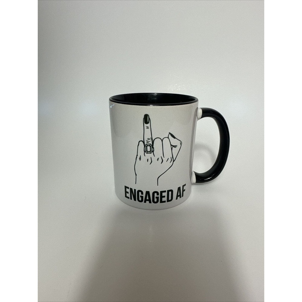 Engaged AF Ring Finger Engagement Ring Bride Coffee Cup Mug Wedding Gift White